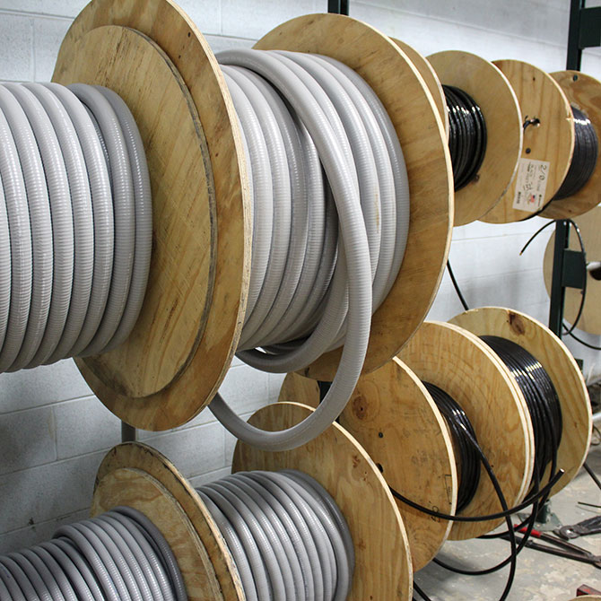 Spools of electrical wiring