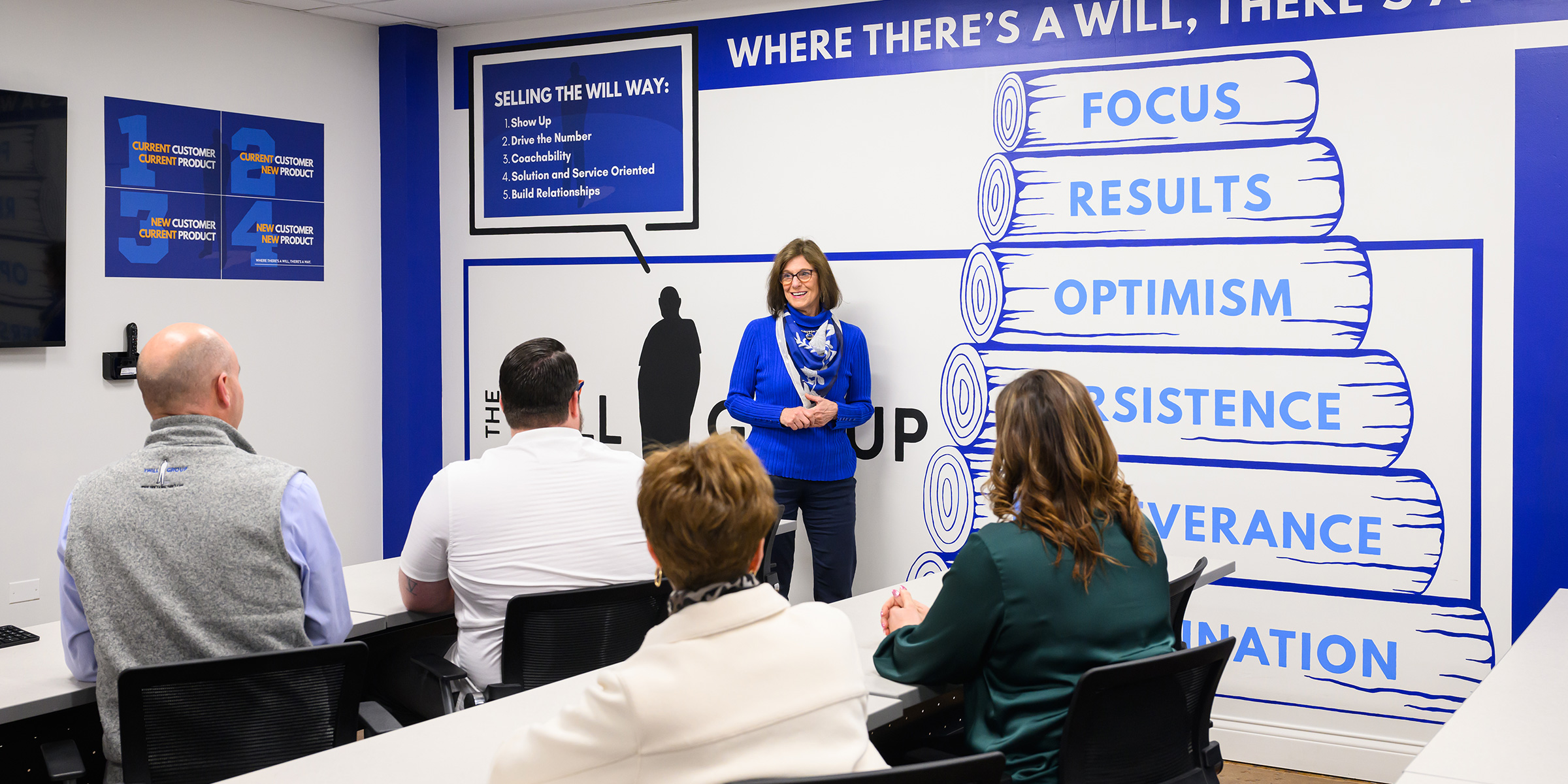 Corporate leader presenting to group of people